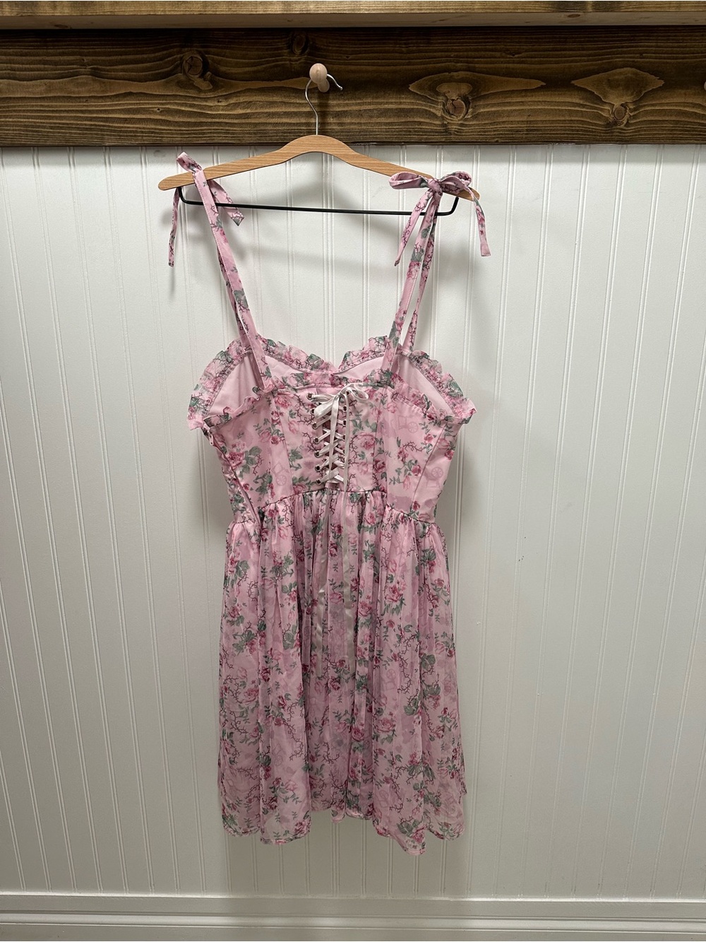 Disney Her Universe Light Pink Floral Ruffled Dress sleeping Beauty Sz l - Picture 2 of 11